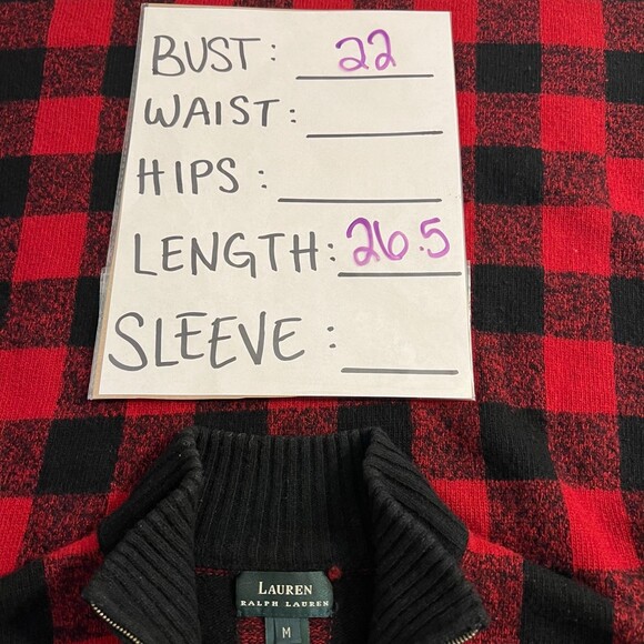 Lauren Ralph Lauren Lambswool Plaid 1/4 Zip Sweater Women's Medium - Picture 3 of 4